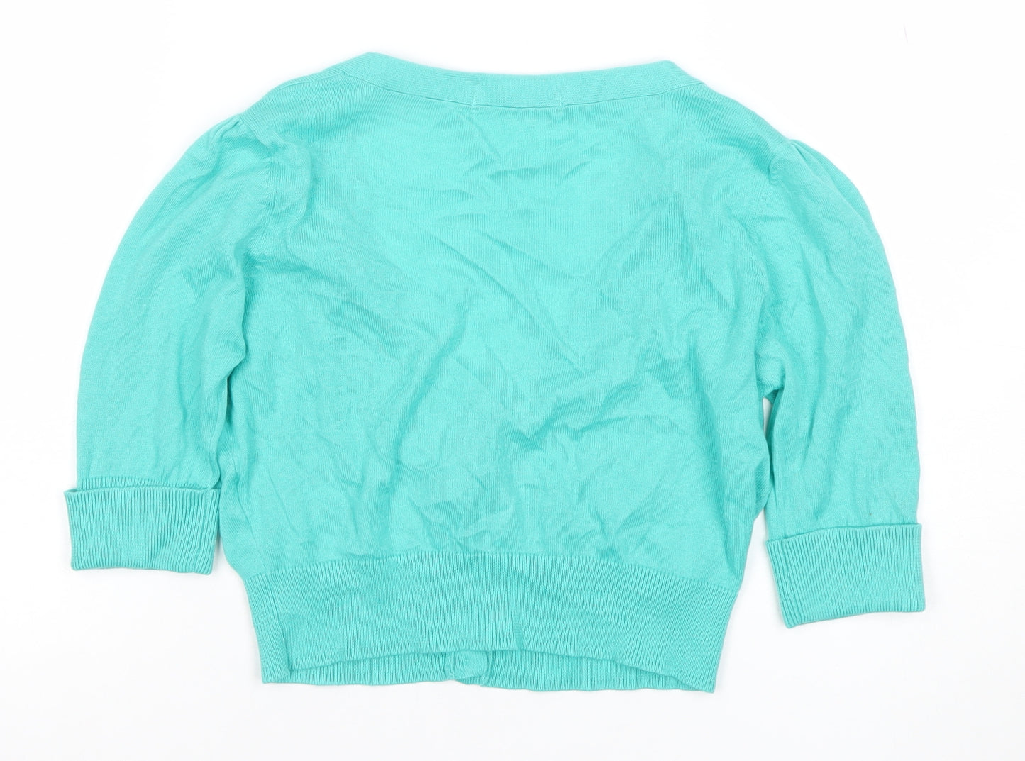 Marks and Spencer Women’s Green Cotton V-Neck Cardigan UK 8