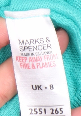 Marks and Spencer Women’s Green Cotton V-Neck Cardigan UK 8