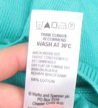 Marks and Spencer Women’s Green Cotton V-Neck Cardigan UK 8