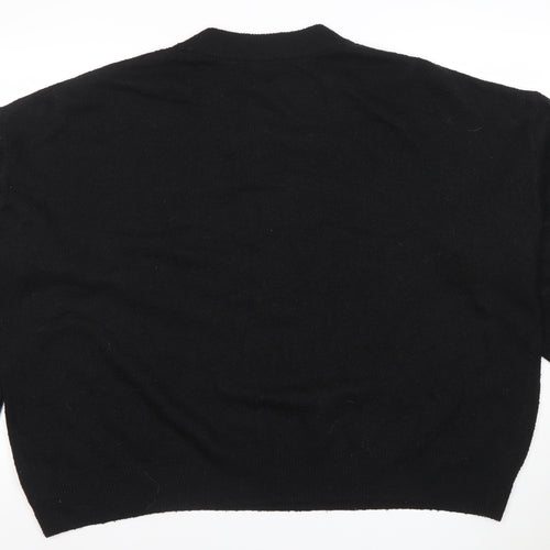 H&M Womens Black Beaded Pullover Jumper Size 2XL Crew Neck Knit