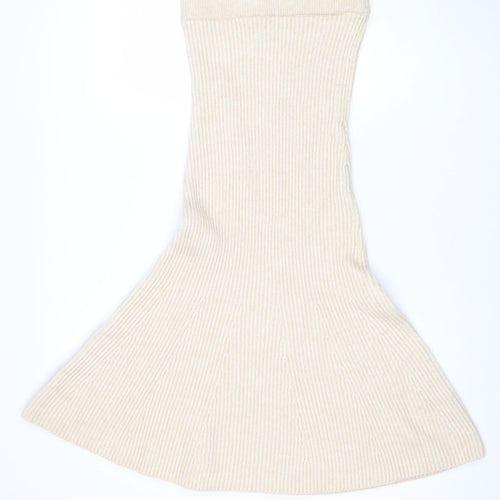 H&M Women Beige Knit A-Line Midi Skirt XS