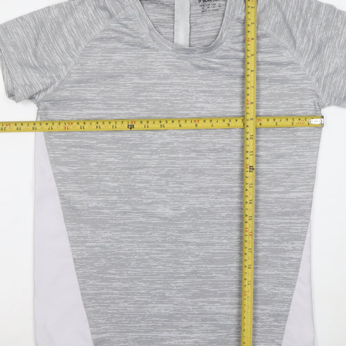 WORKOUT Womens Grey Short Sleeve Athletic T-Shirt Size 10