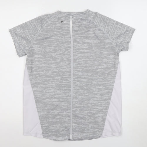 WORKOUT Womens Grey Short Sleeve Athletic T-Shirt Size 10