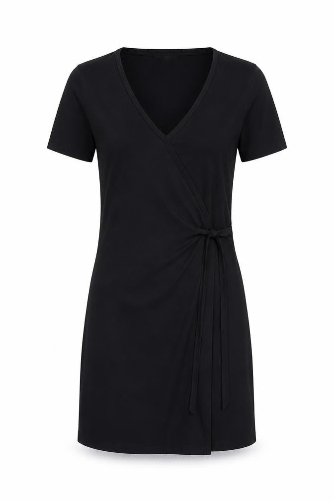 VILA Women’s Black Short Sleeve Wrap Dress Size S
