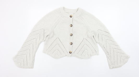 Savida Women Ivory Knit Flared Sleeve Cardigan Size 10