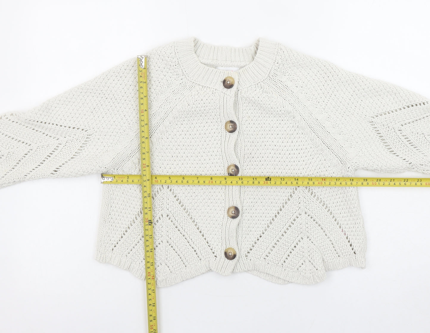 Savida Women Ivory Knit Flared Sleeve Cardigan Size 10