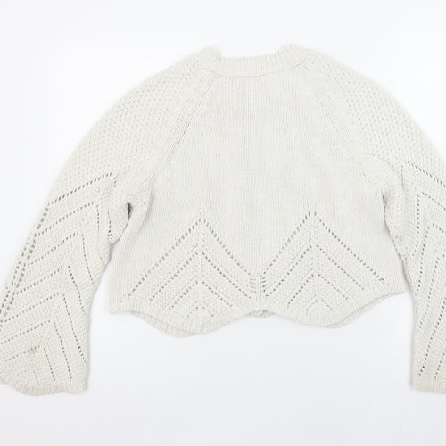 Savida Women Ivory Knit Flared Sleeve Cardigan Size 10