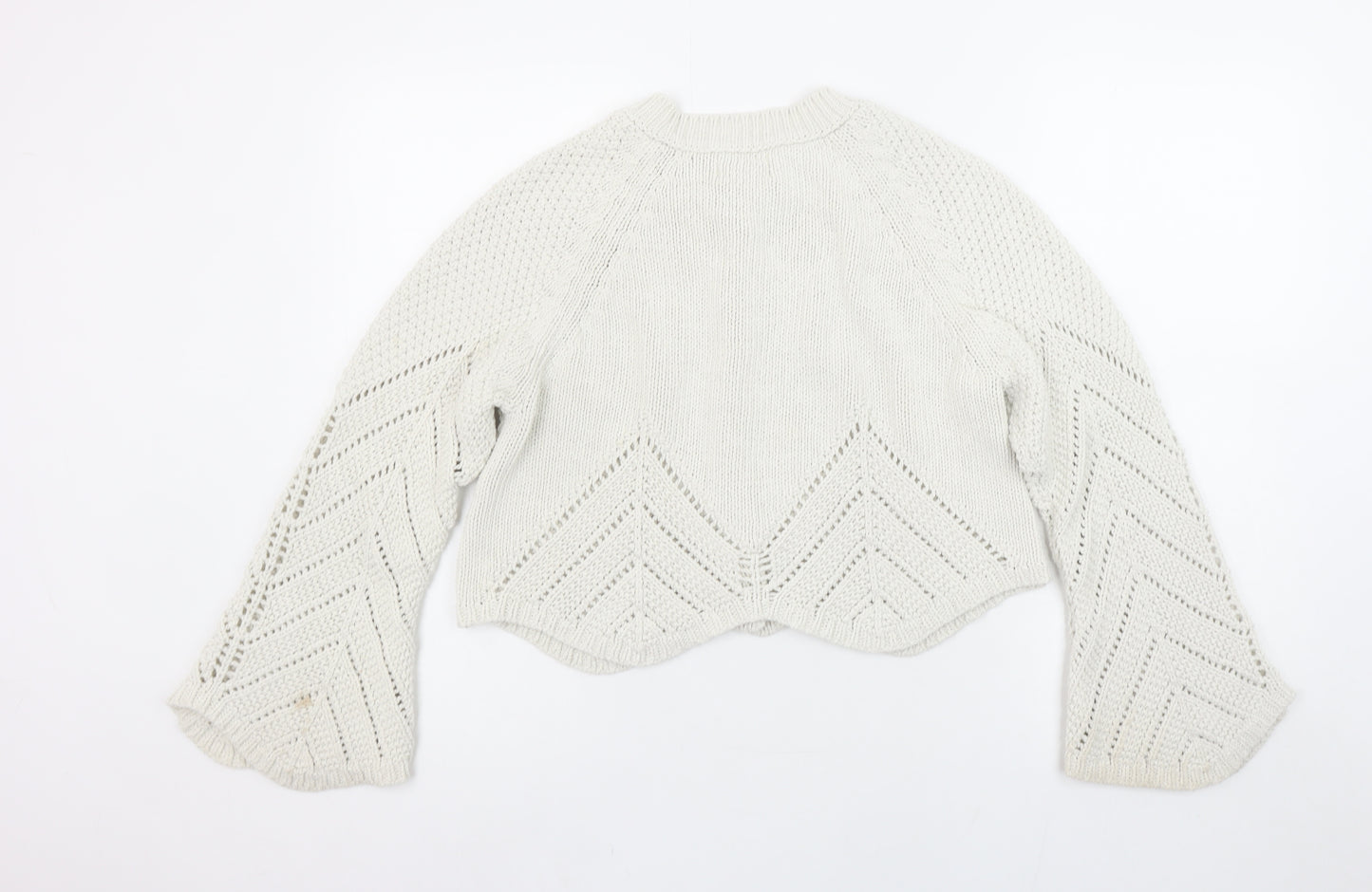 Savida Women Ivory Knit Flared Sleeve Cardigan Size 10