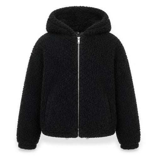 New Look Petite Women's Black Hooded Fleece Zip Jacket Size 8