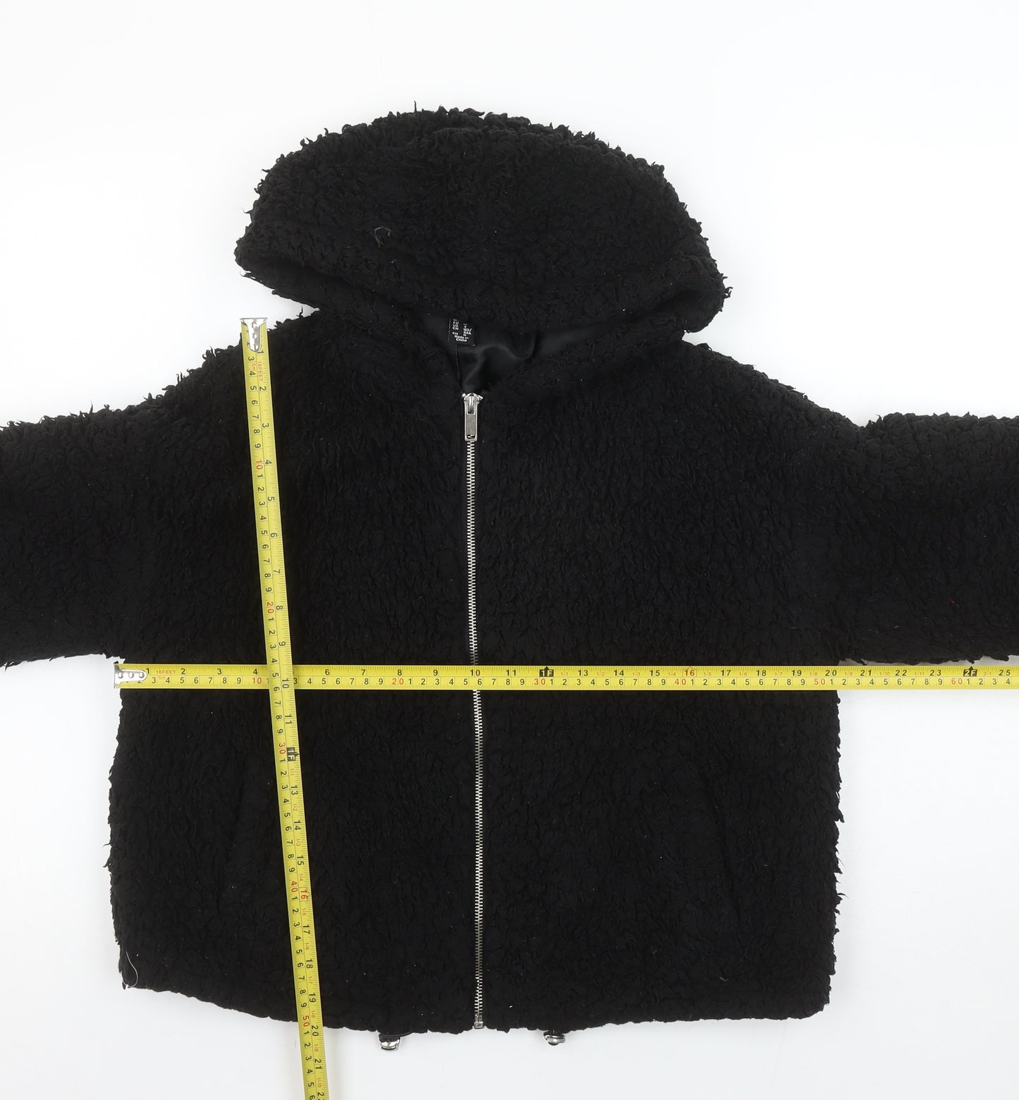 New Look Petite Women's Black Hooded Fleece Zip Jacket Size 8