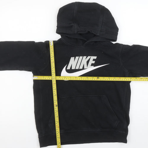 Nike Boys Black Pullover Hoodie Medium 100% Cotton Logo Sweatshirt