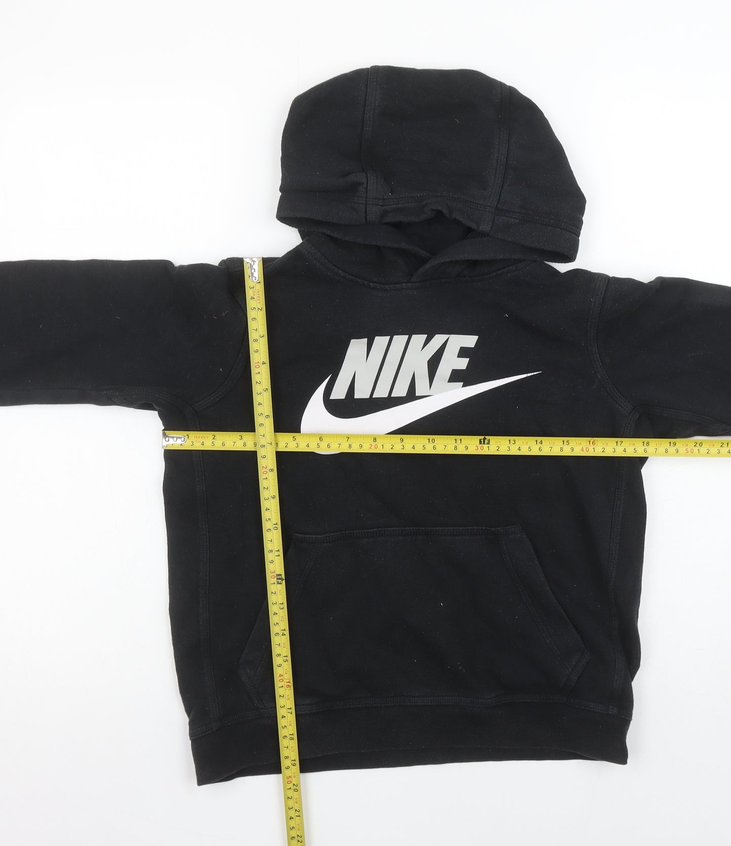 Nike Boys Black Pullover Hoodie Medium 100% Cotton Logo Sweatshirt