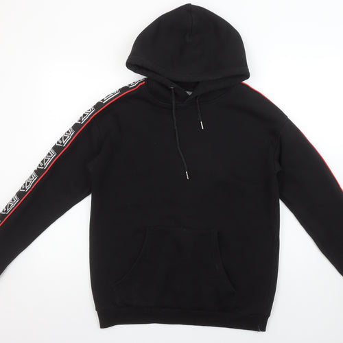 Sidemen Men’s Black Pullover Hoodie S Cotton Logo Tape Detail