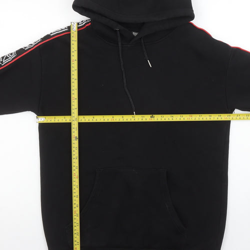Sidemen Men’s Black Pullover Hoodie S Cotton Logo Tape Detail
