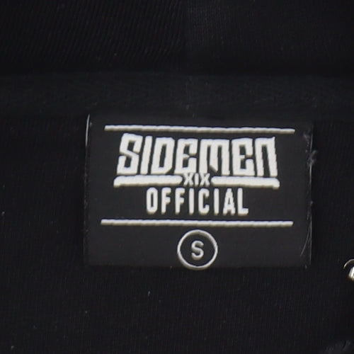 Sidemen Men’s Black Pullover Hoodie S Cotton Logo Tape Detail