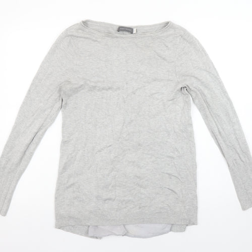 Mint Velvet Women’s Grey Cotton Modal Long Sleeve Boat Neck Jumper Size 10