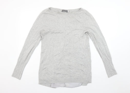 Mint Velvet Women’s Grey Cotton Modal Long Sleeve Boat Neck Jumper Size 10