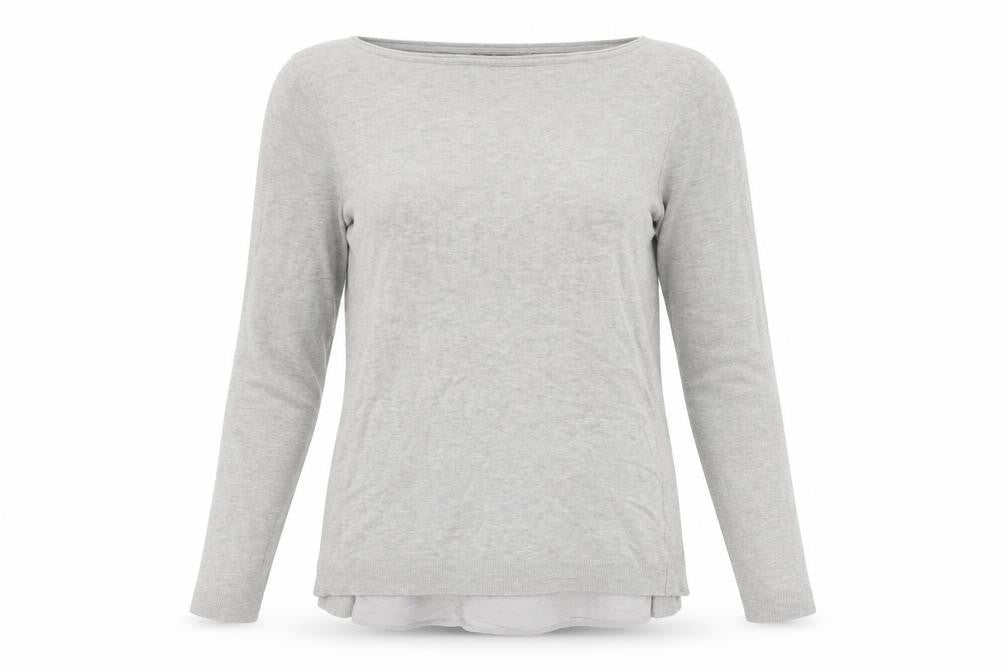 Mint Velvet Women’s Grey Cotton Modal Long Sleeve Boat Neck Jumper Size 10
