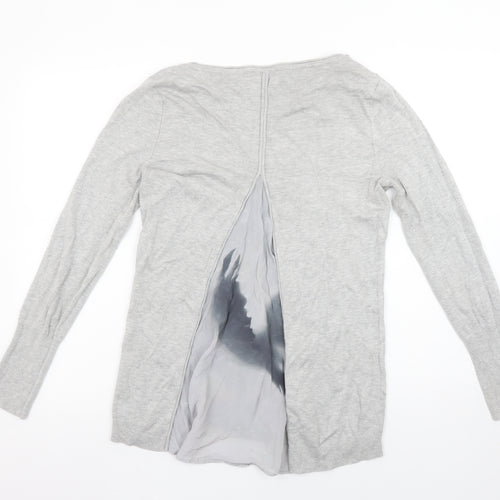 Mint Velvet Women’s Grey Cotton Modal Long Sleeve Boat Neck Jumper Size 10