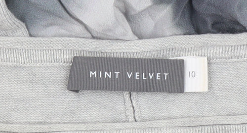 Mint Velvet Women’s Grey Cotton Modal Long Sleeve Boat Neck Jumper Size 10