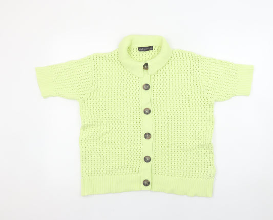 Marks and Spencer Women’s Light Green Button Front Collared Short Sleeve Cardigan Size 10