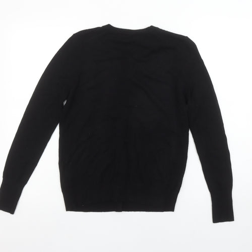 Zara Women Black Crew Neck Button Front Cardigan Size 12