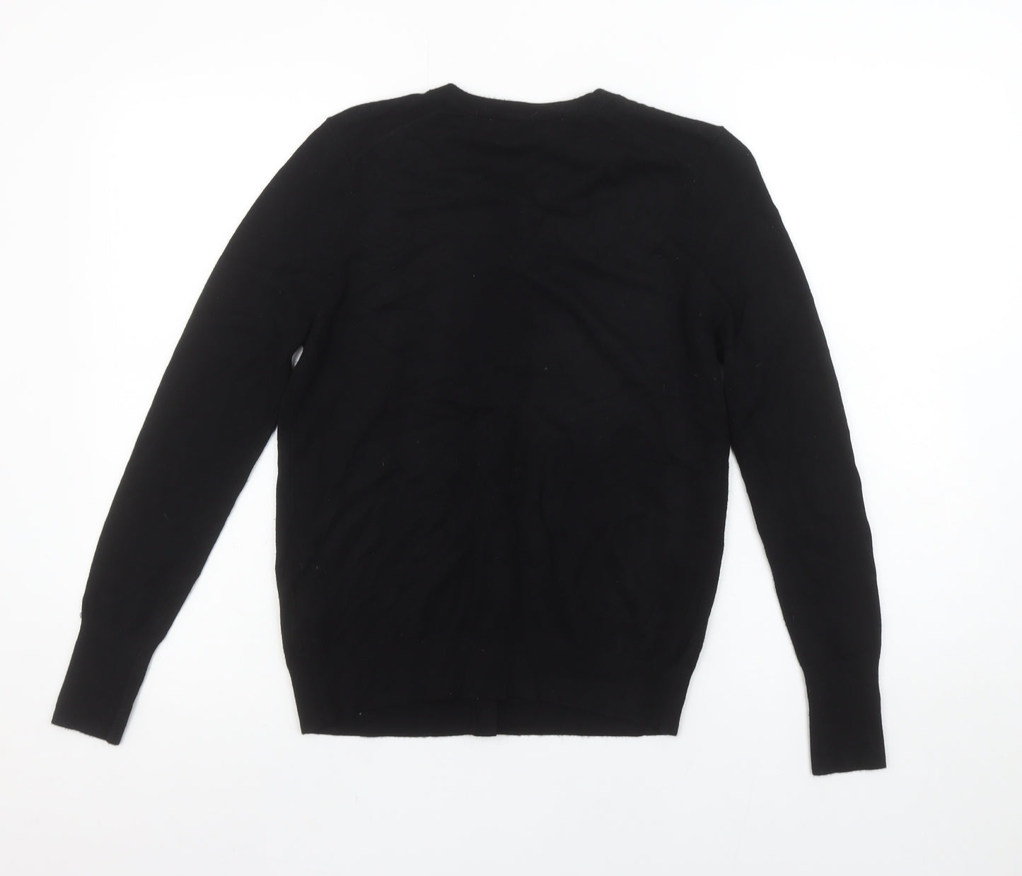 Zara Women Black Crew Neck Button Front Cardigan Size 12