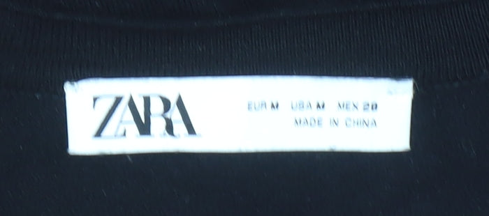 Zara Women Black Crew Neck Button Front Cardigan Size 12