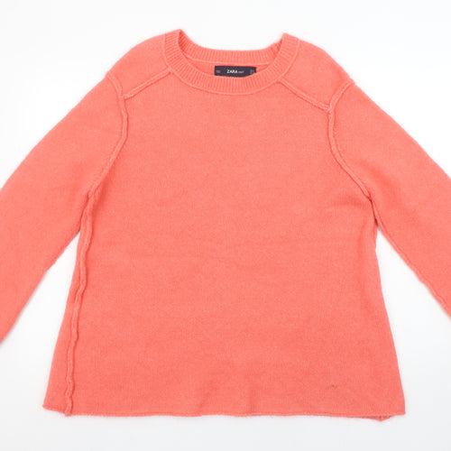 ZARA Women's Pink Wool Blend Knit Pullover Jumper Size 12