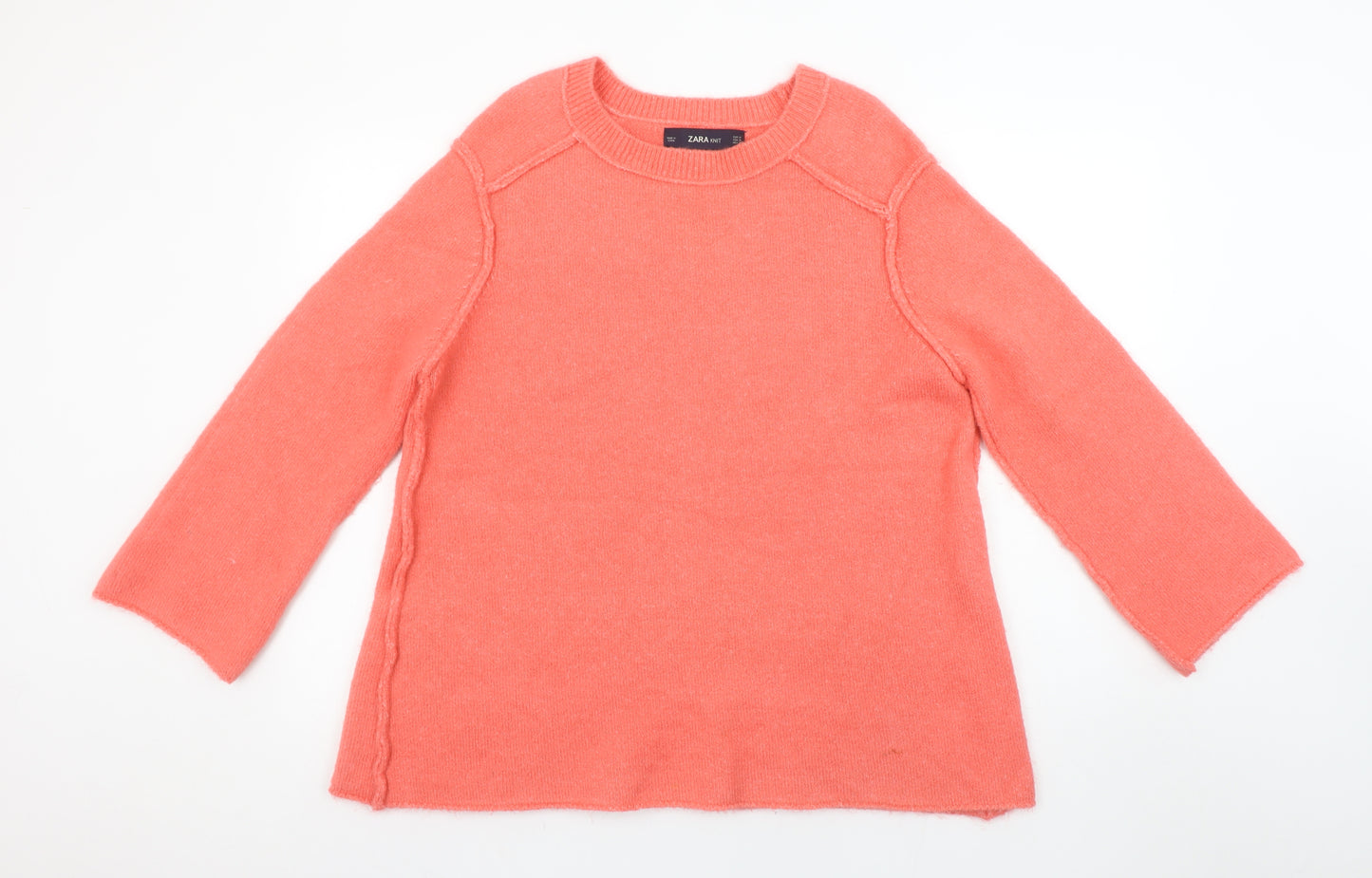 ZARA Women's Pink Wool Blend Knit Pullover Jumper Size 12