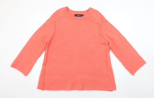ZARA Women's Pink Wool Blend Knit Pullover Jumper Size 12