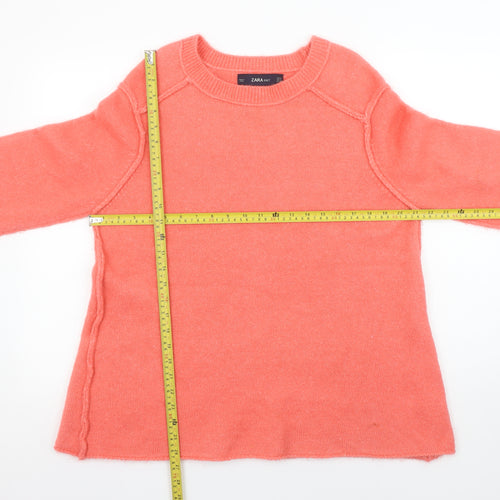 ZARA Women's Pink Wool Blend Knit Pullover Jumper Size 12