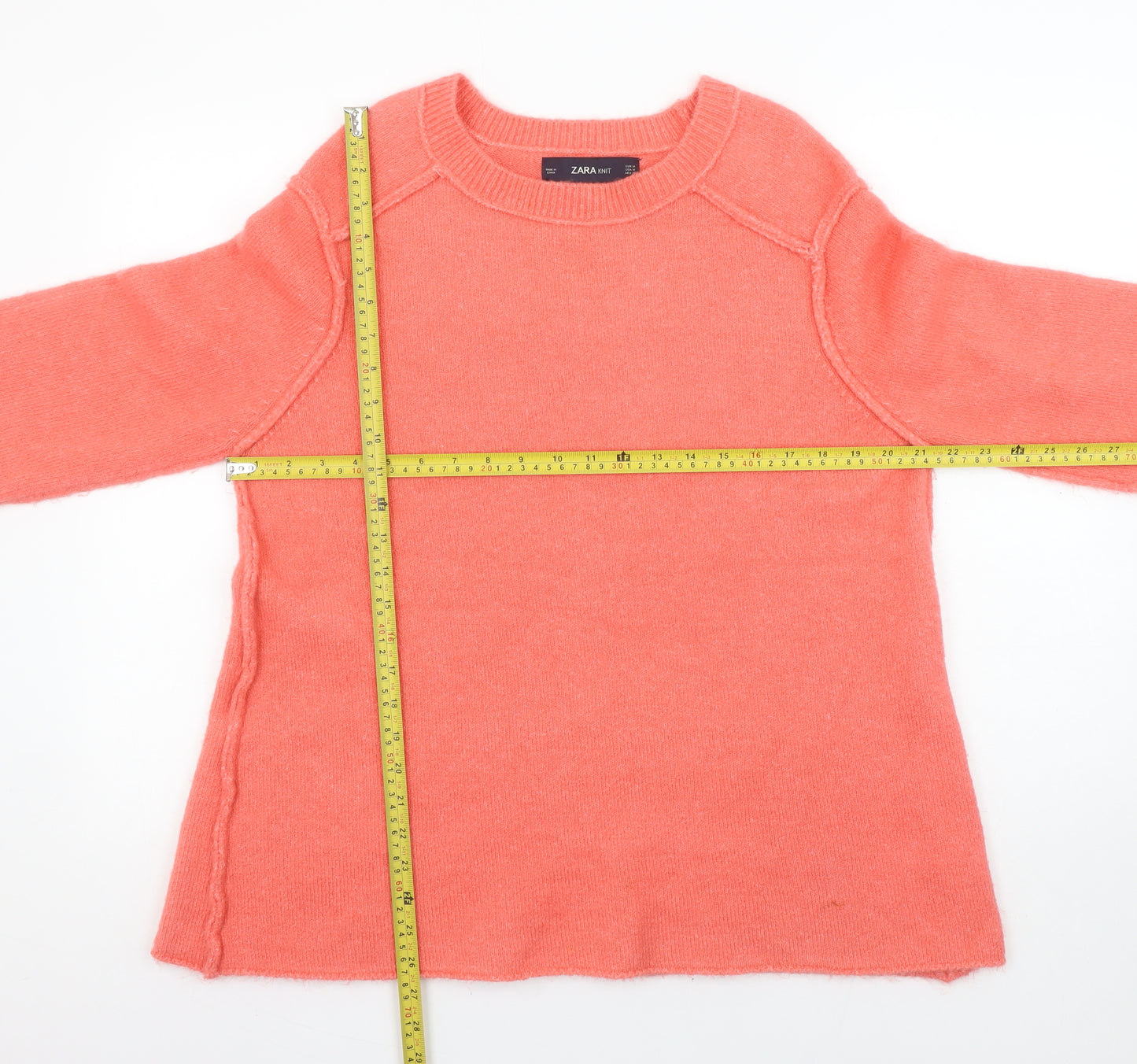 ZARA Women's Pink Wool Blend Knit Pullover Jumper Size 12