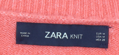 ZARA Women's Pink Wool Blend Knit Pullover Jumper Size 12