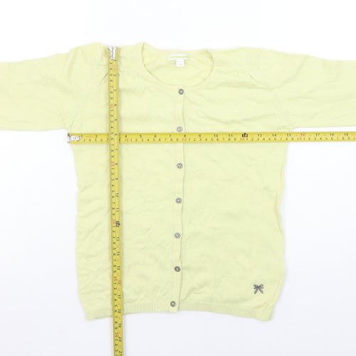 Vertbaudet Girls Yellow Cardigan 10 Years Cotton Blend Bow Detail