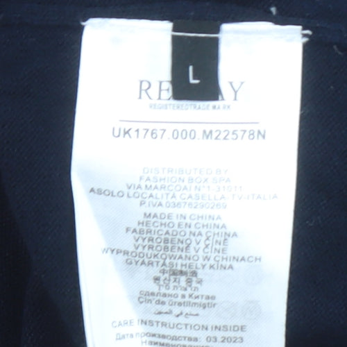 Replay Men's Black Cotton Crew Neck Jumper Size L