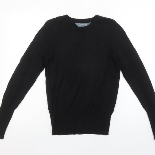 Sosandar Women's Black Size 10 Crew Neck Long Sleeve Pullover Jumper