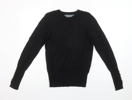 Sosandar Women's Black Size 10 Crew Neck Long Sleeve Pullover Jumper
