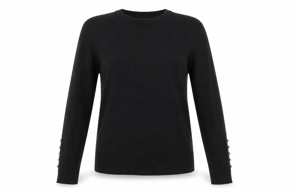 Front view of Sonsandar Women's Black, size 10, Crew Neck Long Sleeve jumper