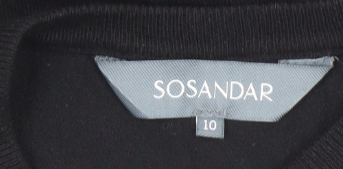 Sosandar Women's Black Size 10 Crew Neck Long Sleeve Pullover Jumper