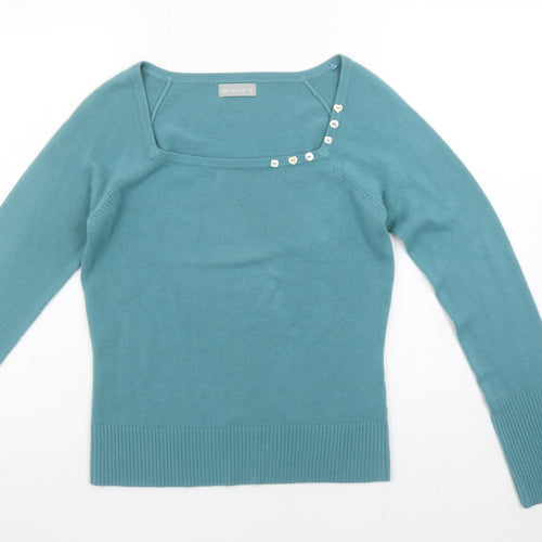 Marks and Spencer Women’s Blue Button Detail Square Neck Jumper Size 10