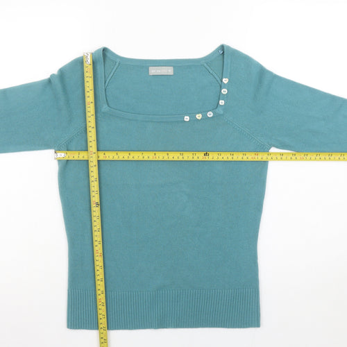 Marks and Spencer Women’s Blue Button Detail Square Neck Jumper Size 10