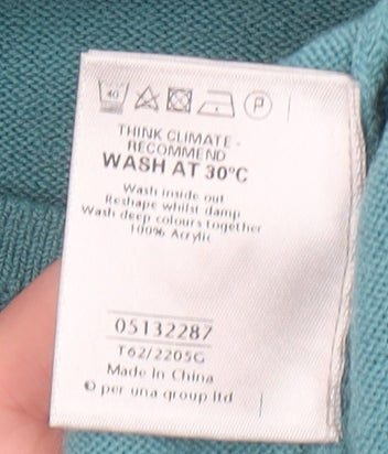 Marks and Spencer Women’s Blue Button Detail Square Neck Jumper Size 10