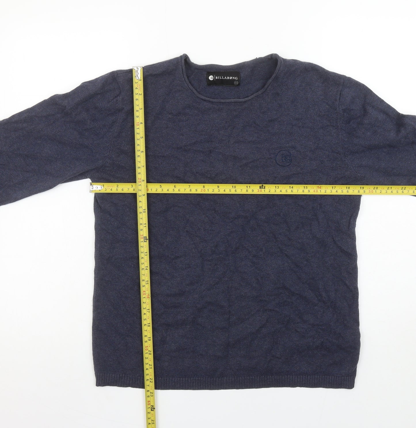 Billabong Men's Blue Cotton Crew Neck Pullover Jumper XS