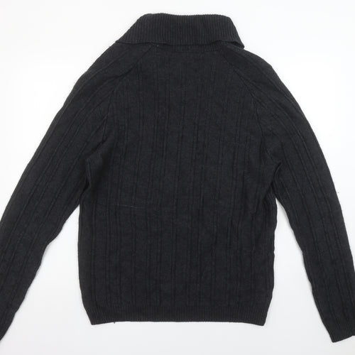 Original Penguin Men’s Black Cable-Knit Roll Neck Jumper L