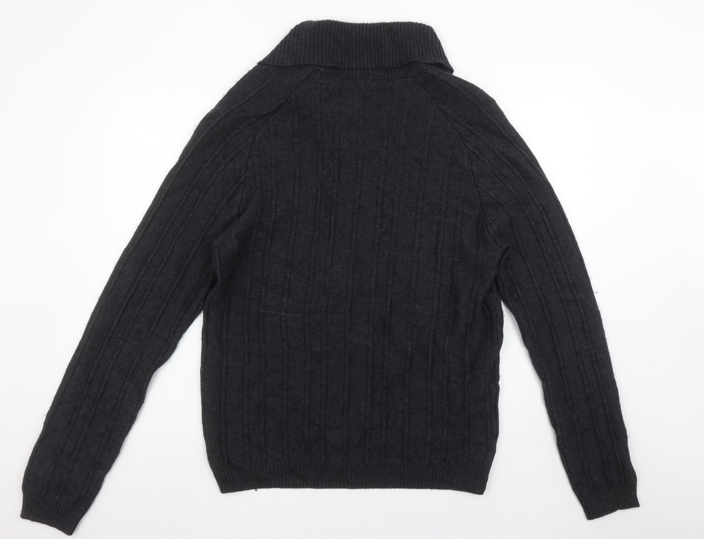 Original Penguin Men’s Black Cable-Knit Roll Neck Jumper L