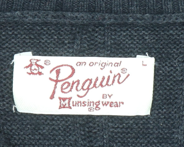 Original Penguin Men’s Black Cable-Knit Roll Neck Jumper L