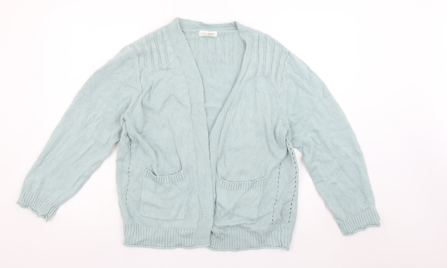 White Stuff Women’s Green Cotton Linen Knit Cardigan Size M