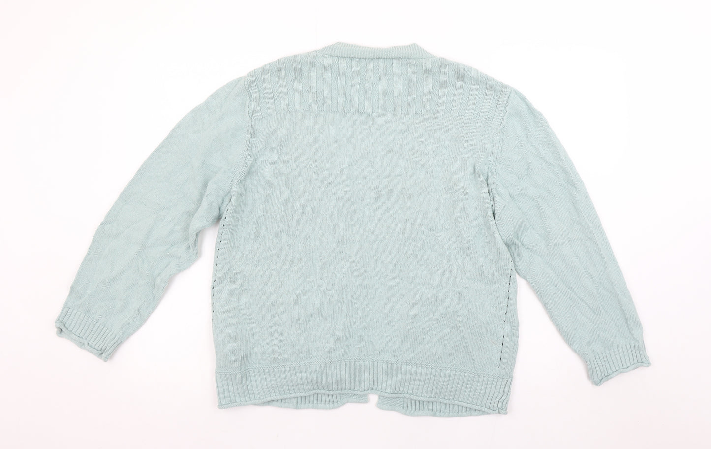 White Stuff Women’s Green Cotton Linen Knit Cardigan Size M