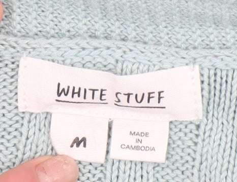 White Stuff Women’s Green Cotton Linen Knit Cardigan Size M